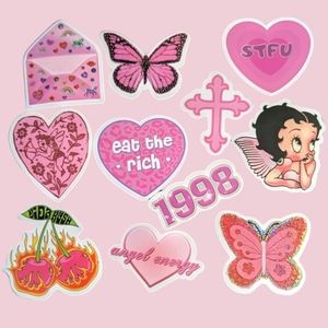 Y2K Scene Pink Power - 11 Pack Vinyl Stickers - 2 Inch (2")